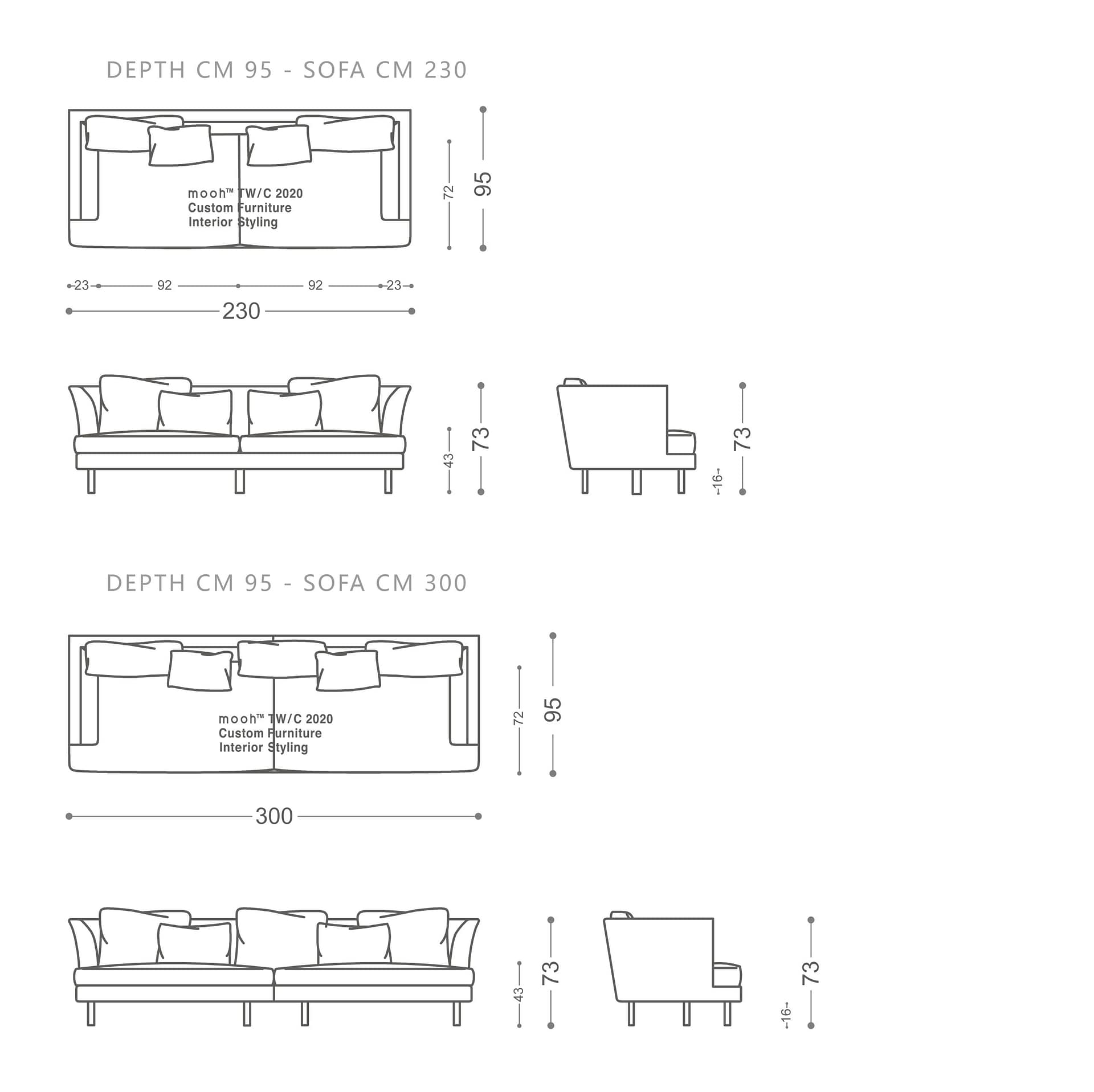 mooh Living 利勒桑｜三人沙發-詳細規格