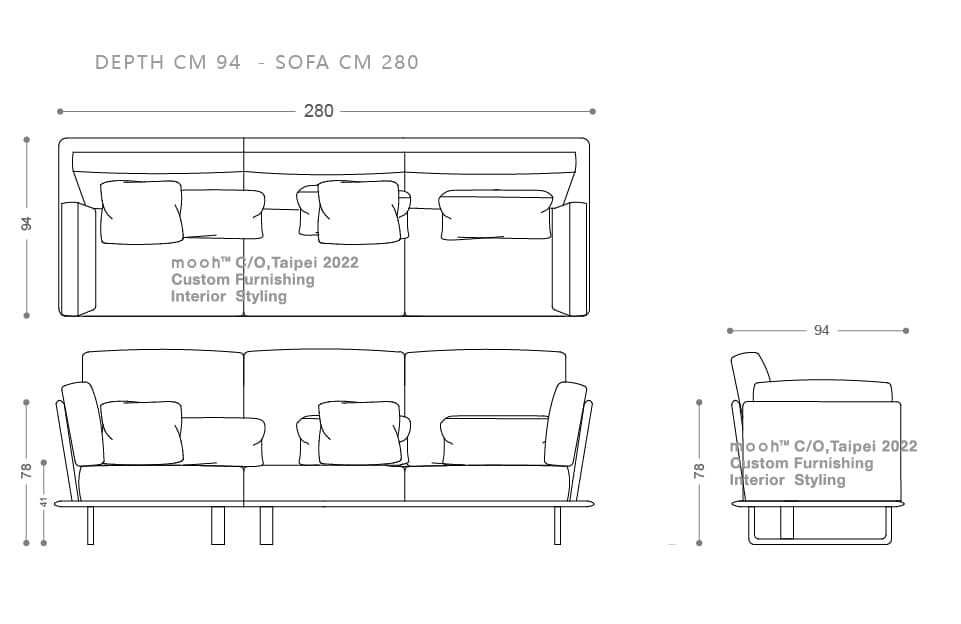 mooh Living 倫比｜三人沙發-詳細規格