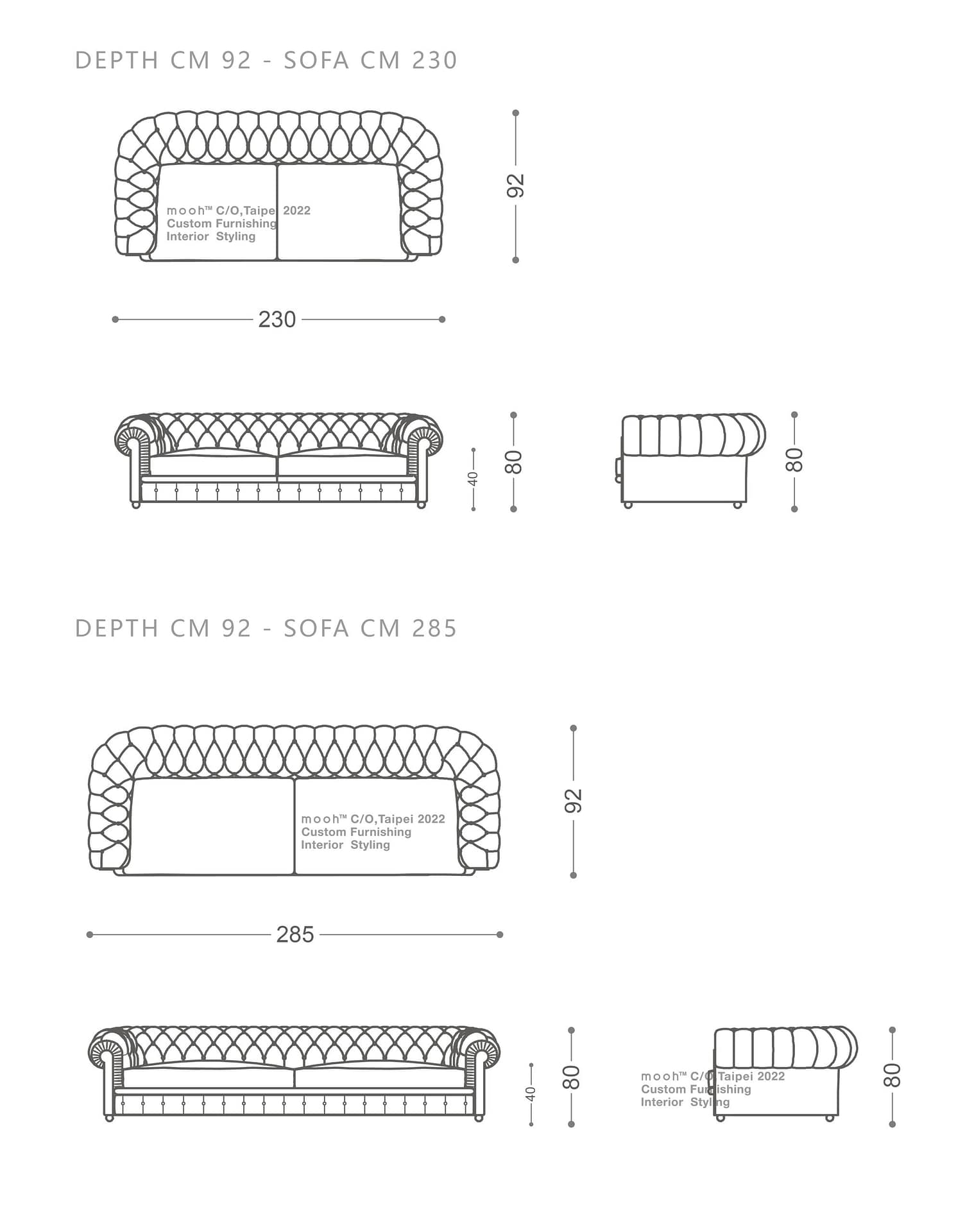 mooh Living 克拉森｜三人沙發-詳細規格
