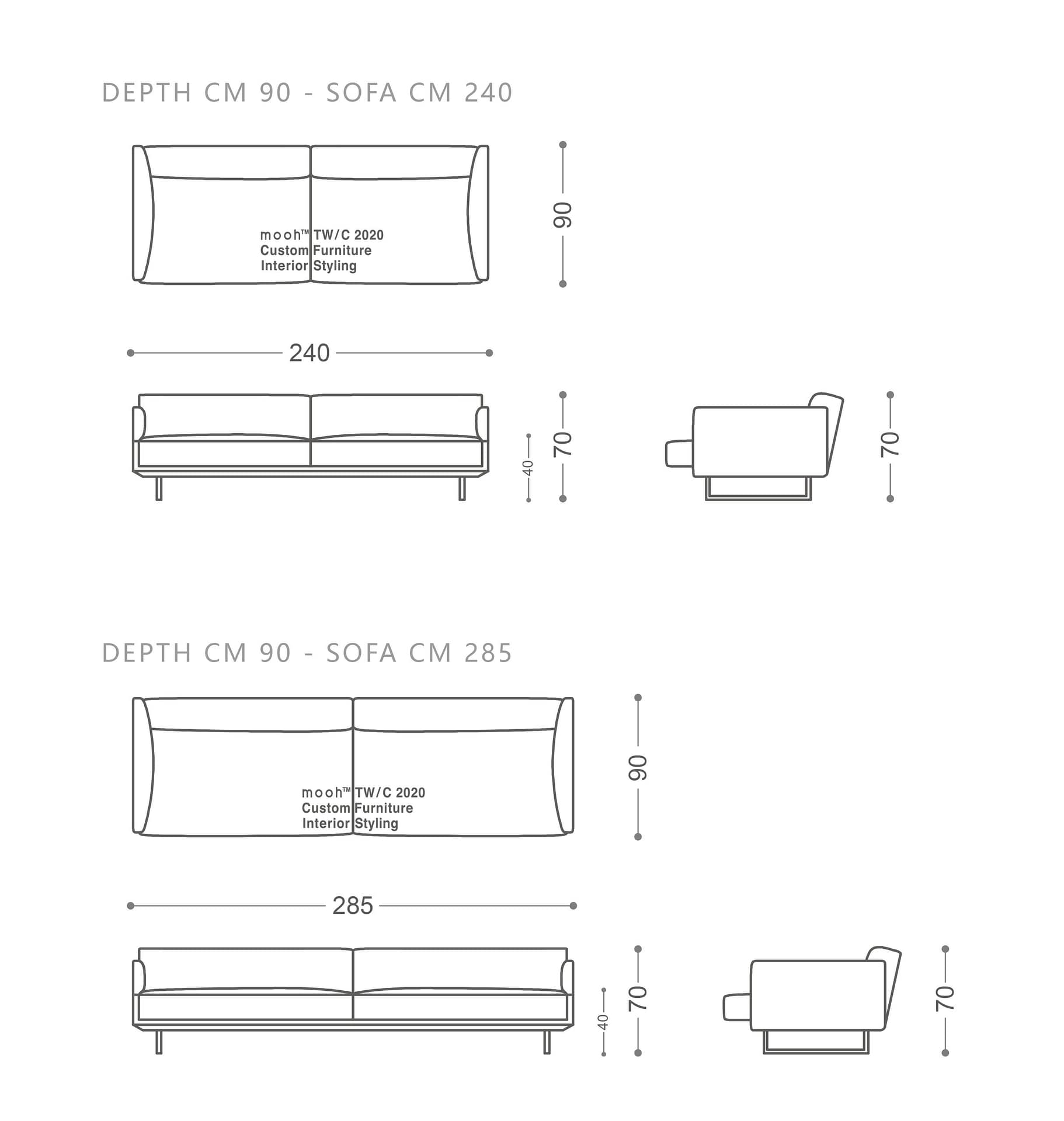 mooh Living 里米尼｜三人沙發-詳細規格