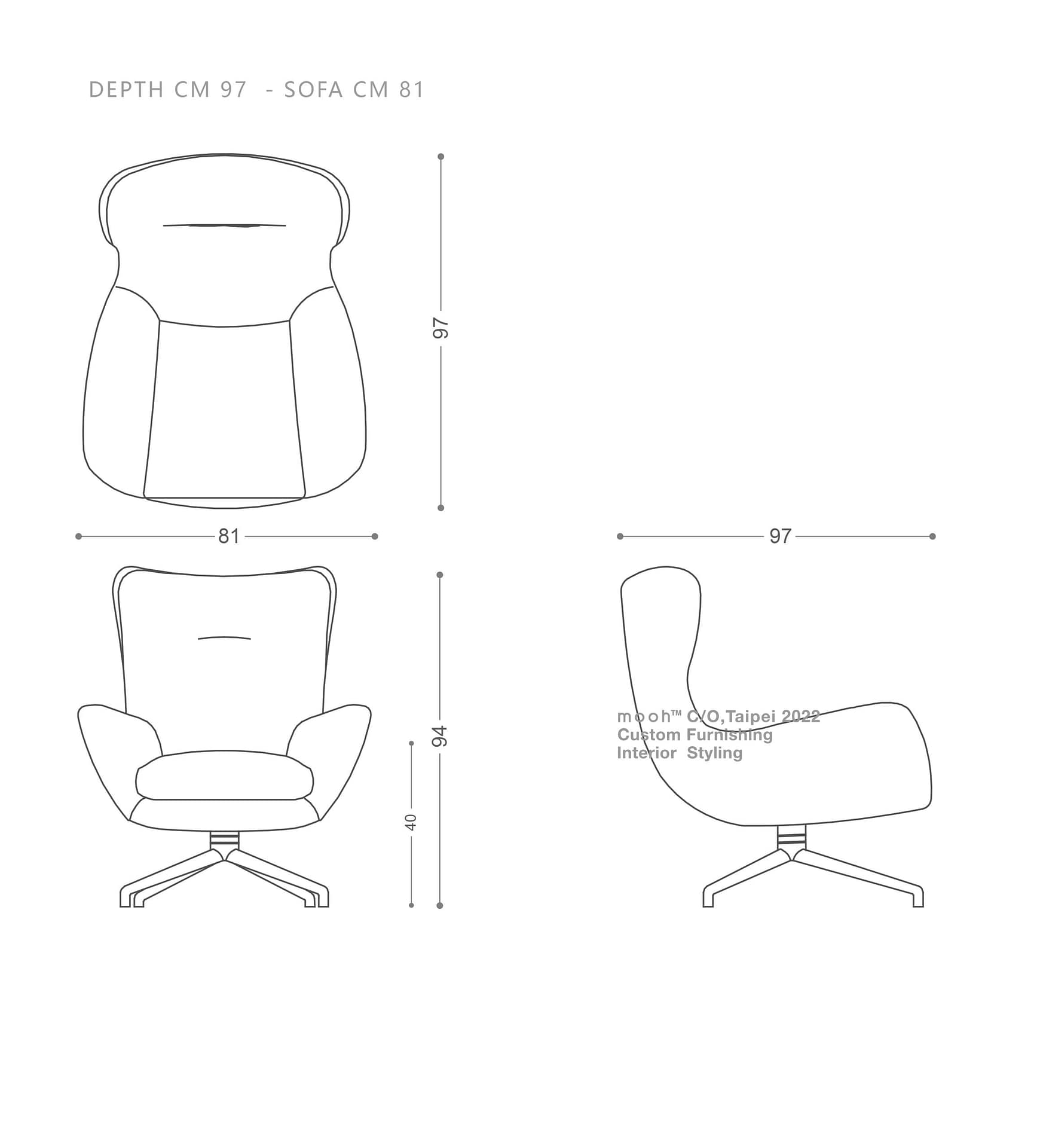 mooh Living 伊芙｜單人沙發-詳細規格