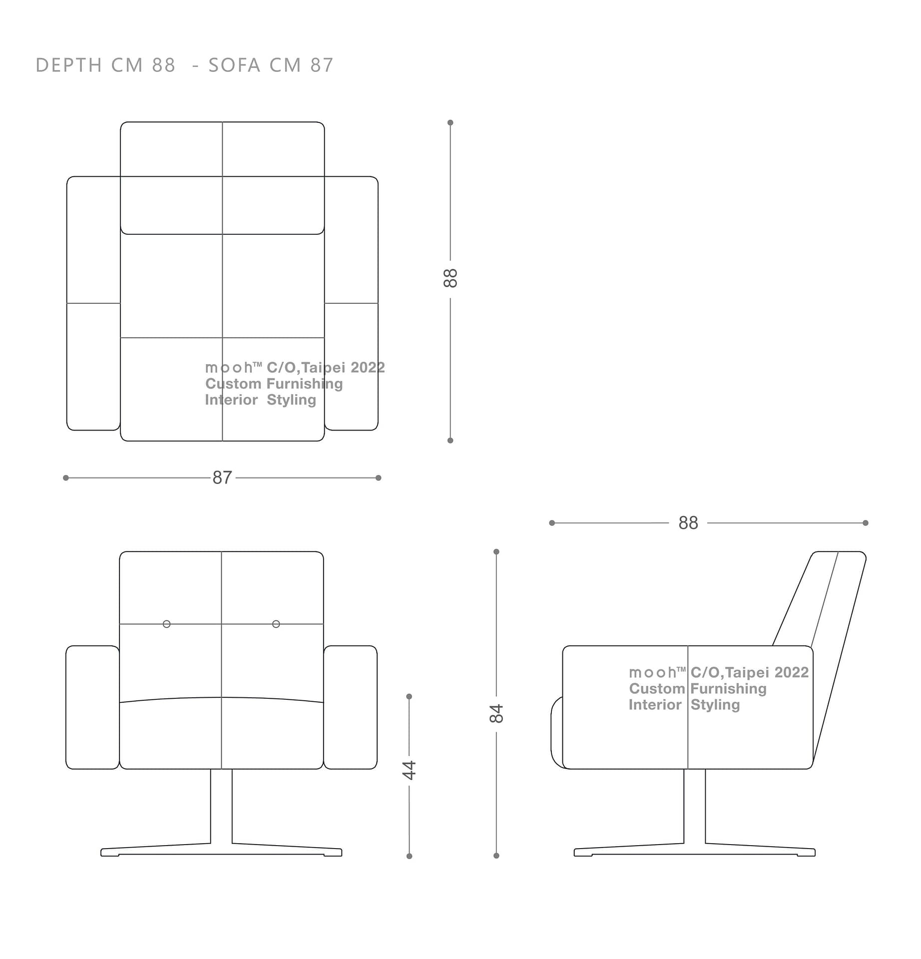 mooh Living 維特勞｜單人沙發-詳細規格