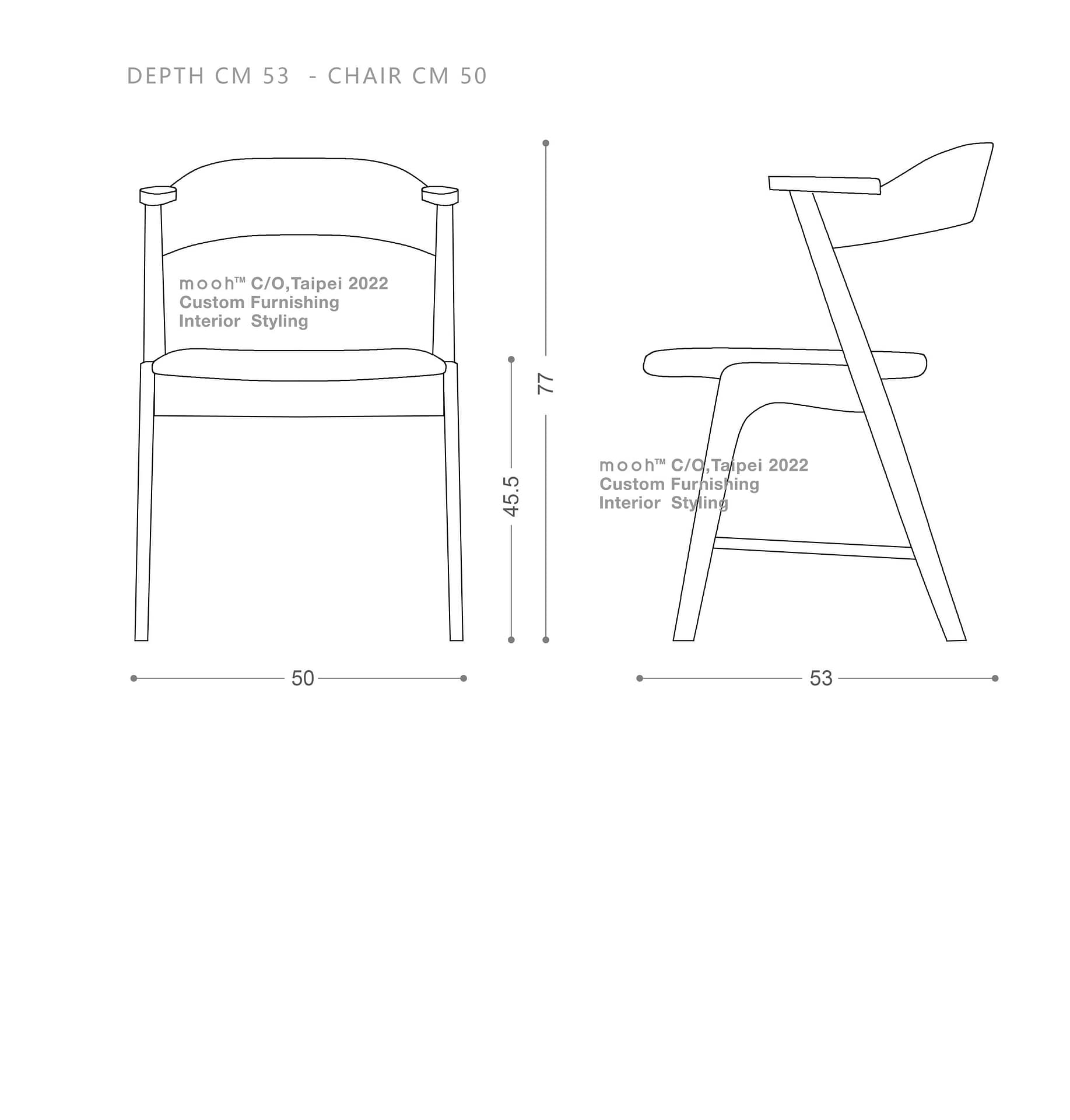 mooh Living 柏塔｜扶手餐椅-詳細規格