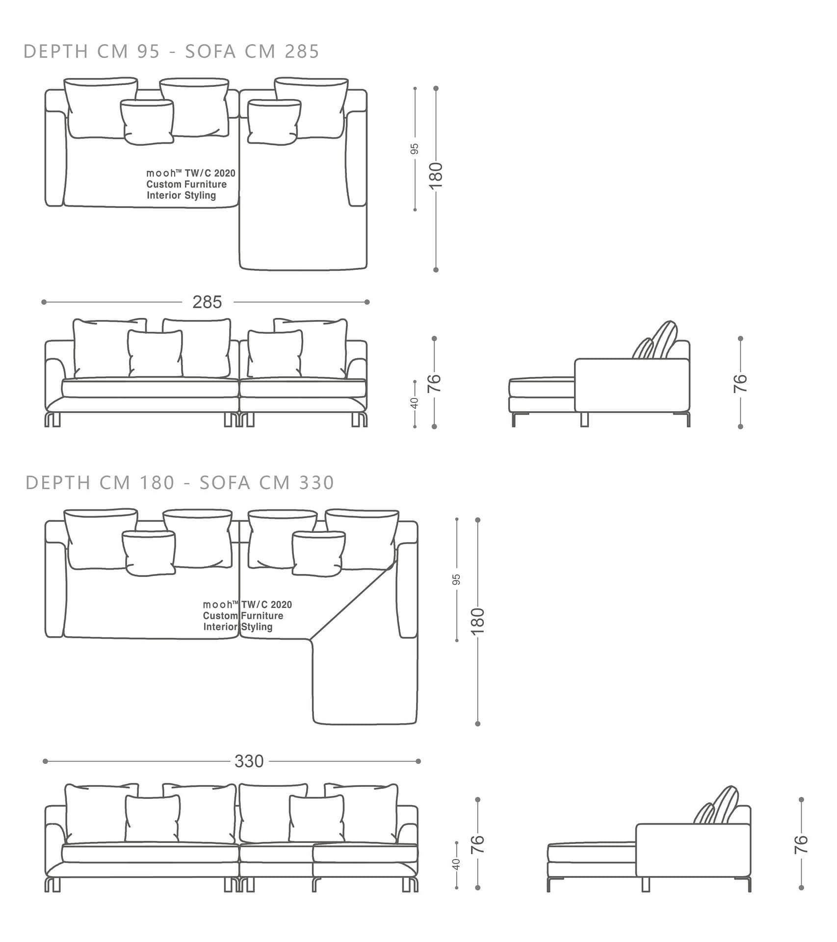mooh Living 諾曼｜L型沙發-詳細規格 