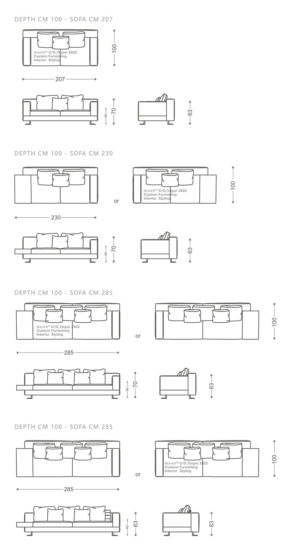 mooh Living 奧斯｜三人沙發-詳細規格