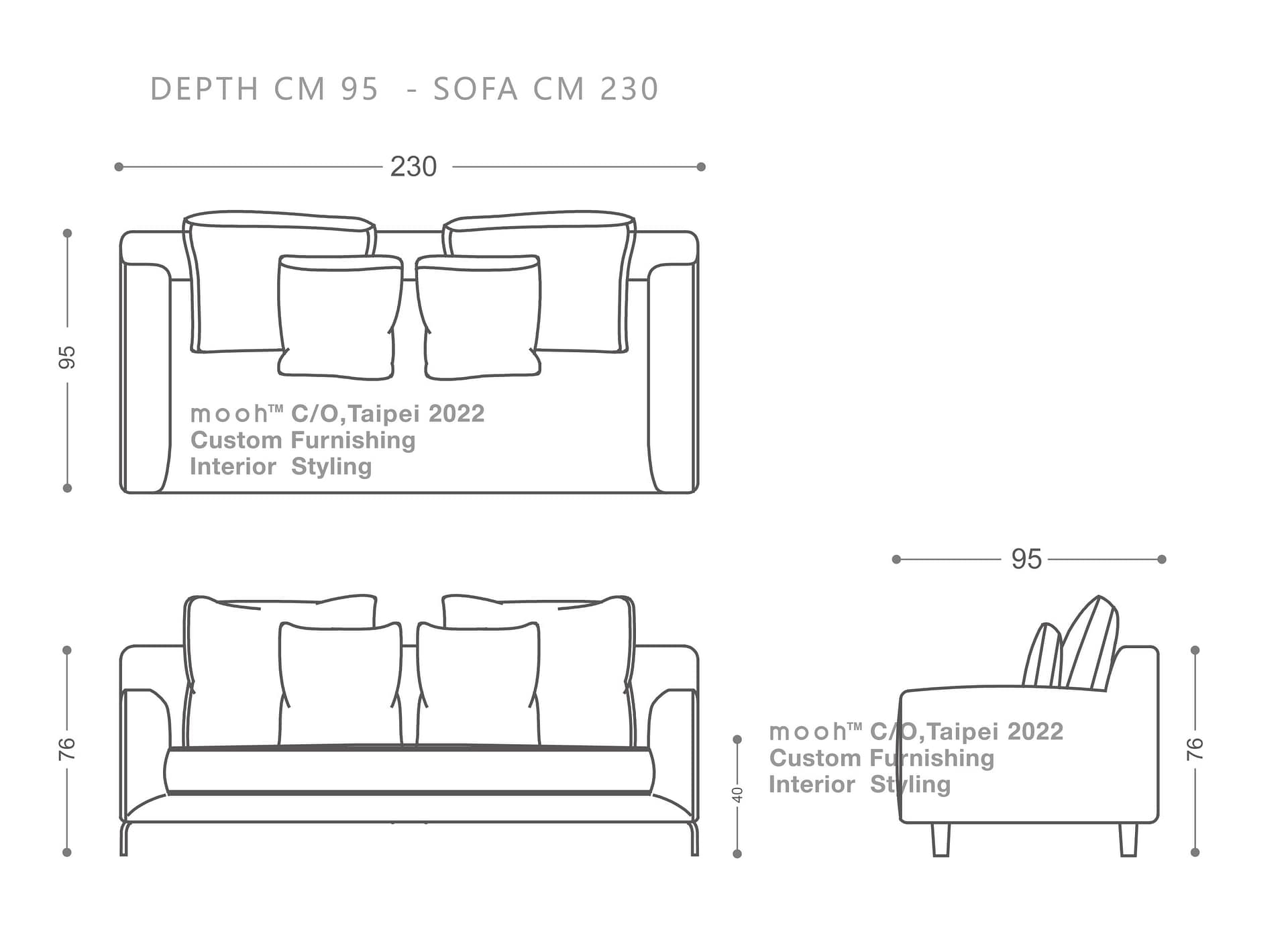 mooh Living 諾曼｜三人沙發-詳細規格 