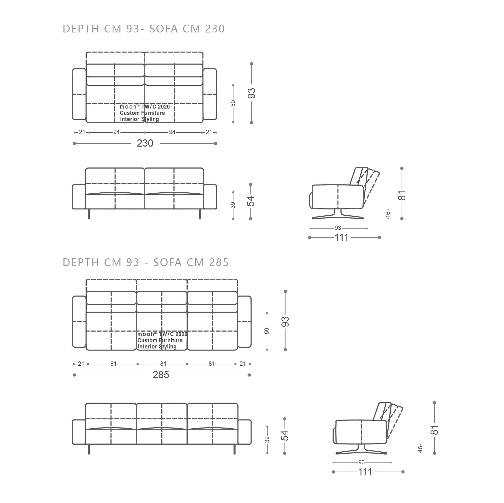 mooh Living 維特勞｜三人沙發-詳細規格