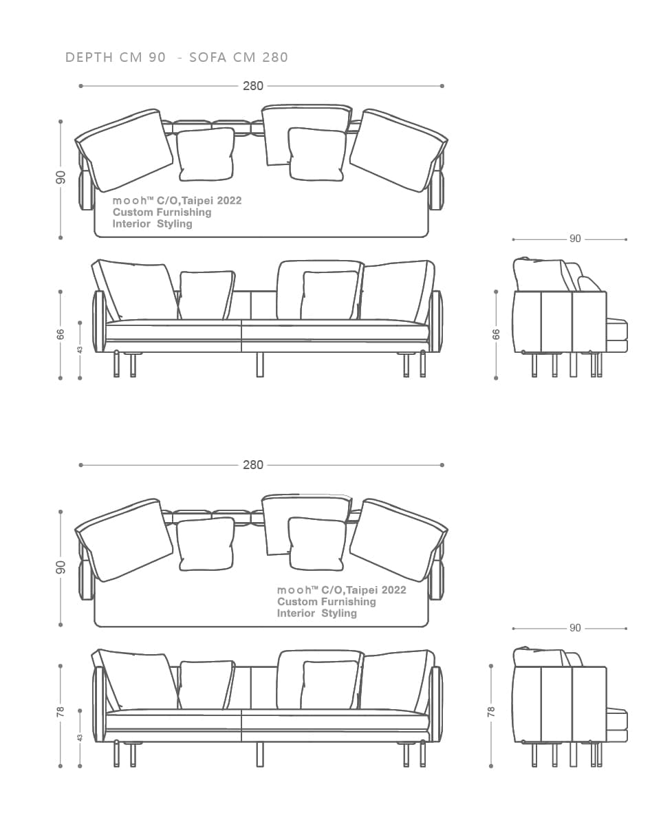 mooh Living 凱瑟琳｜三人沙發-詳細規格