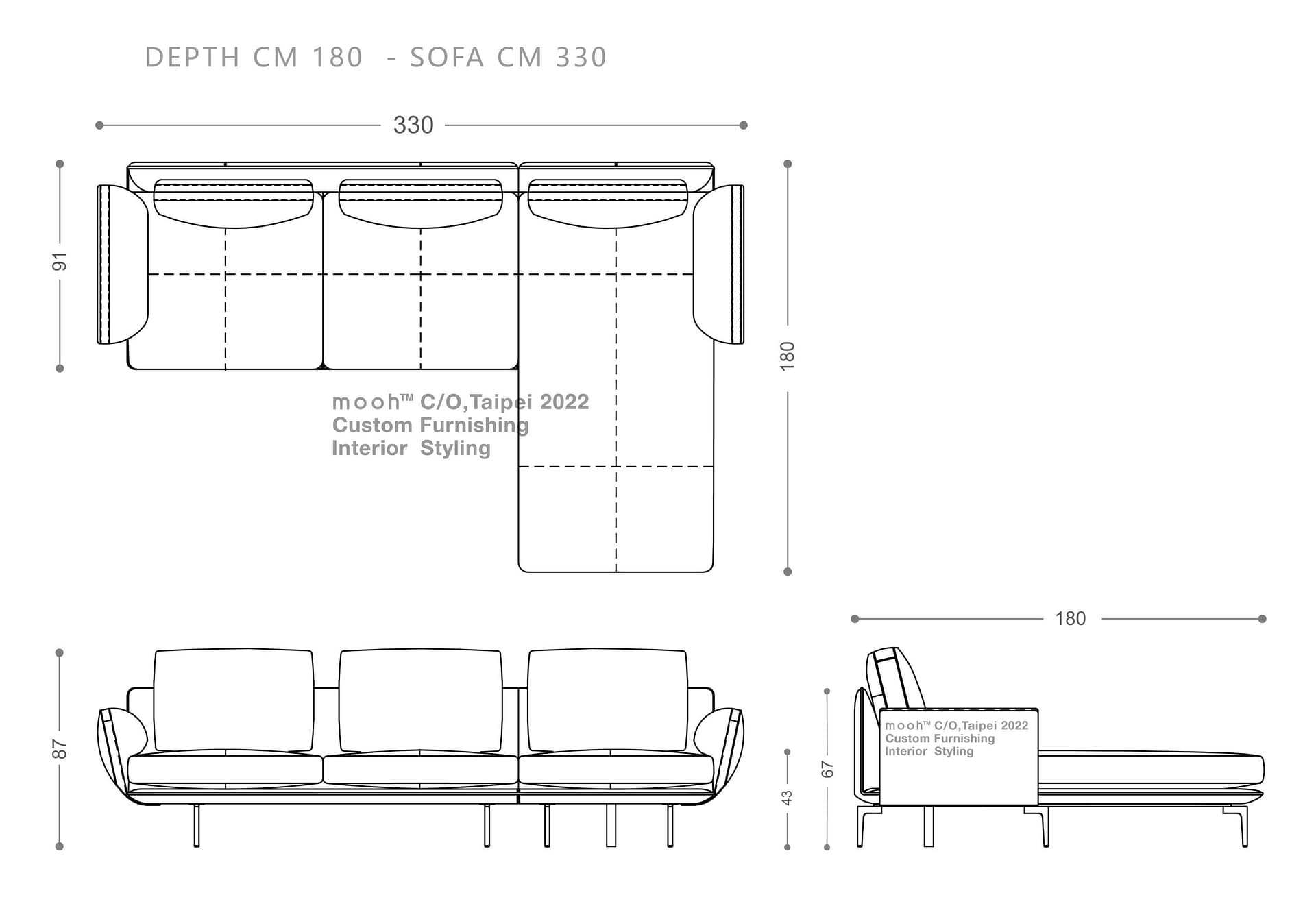 mooh Living 史丹佛｜L型沙發-詳細規格