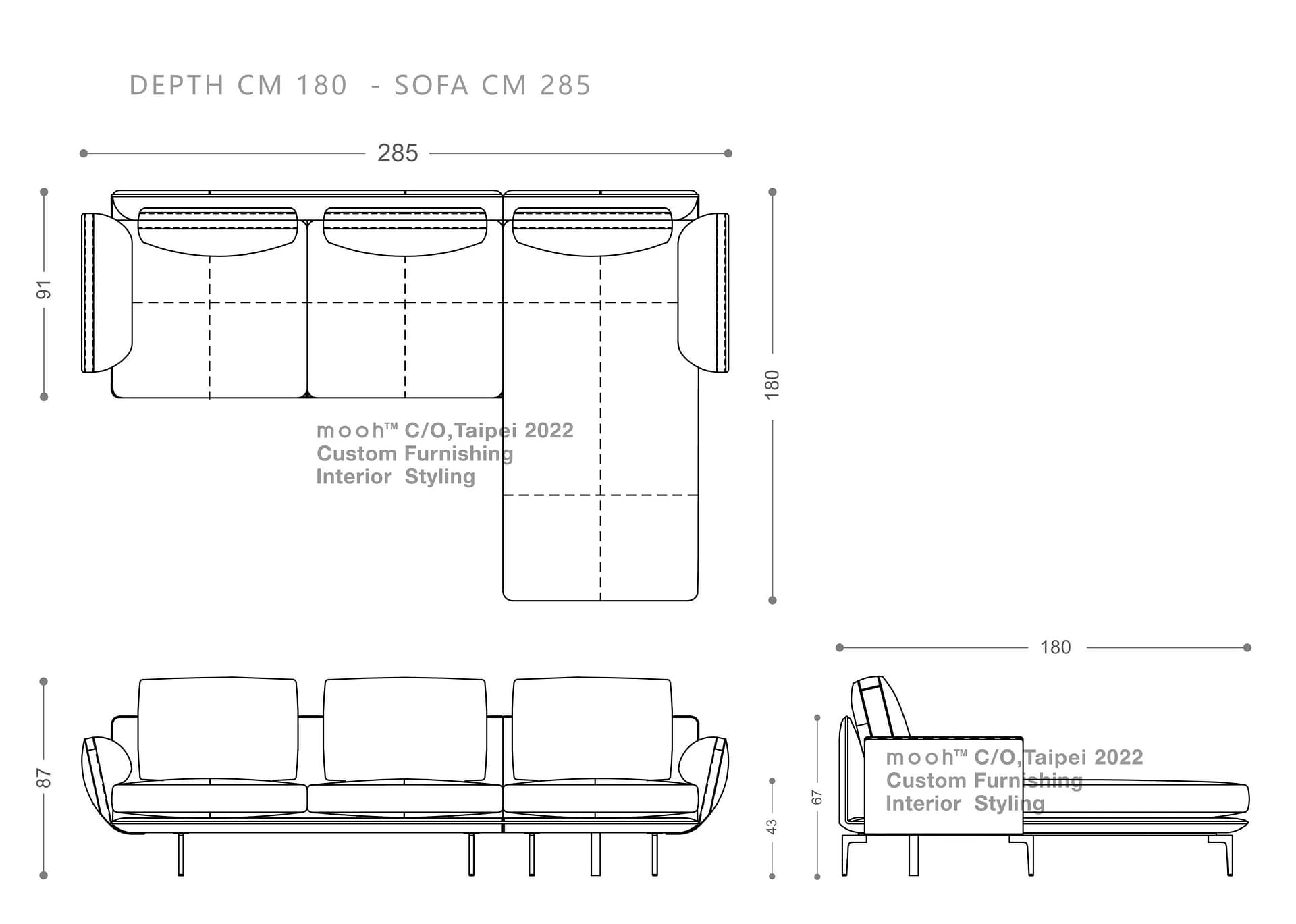 mooh Living 精選史丹佛｜L型沙發-詳細規格