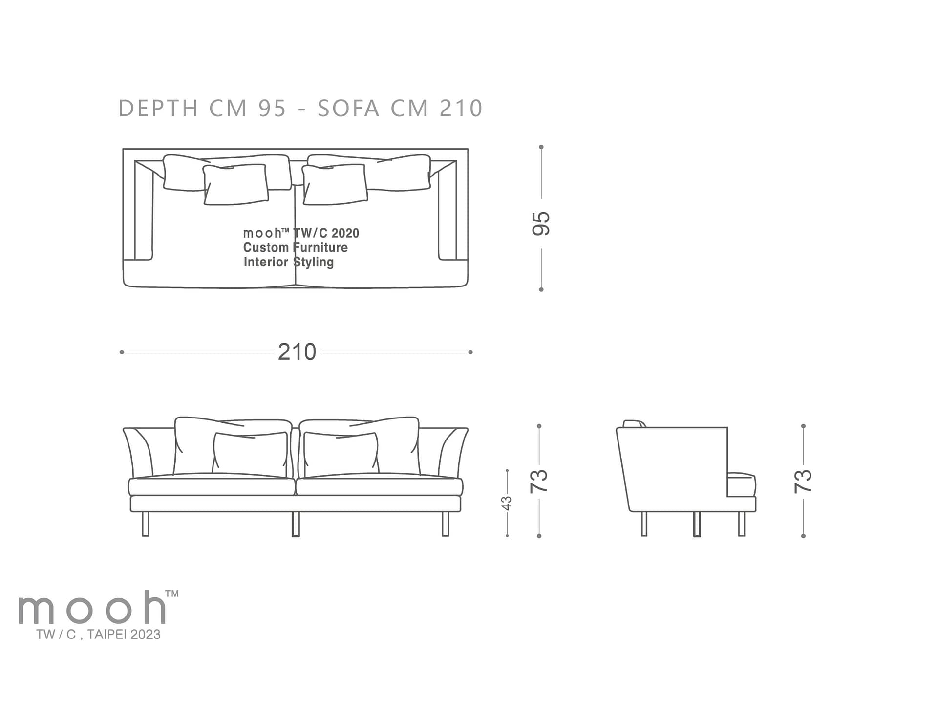mooh Living 精選利勒桑｜三人沙發-詳細規格