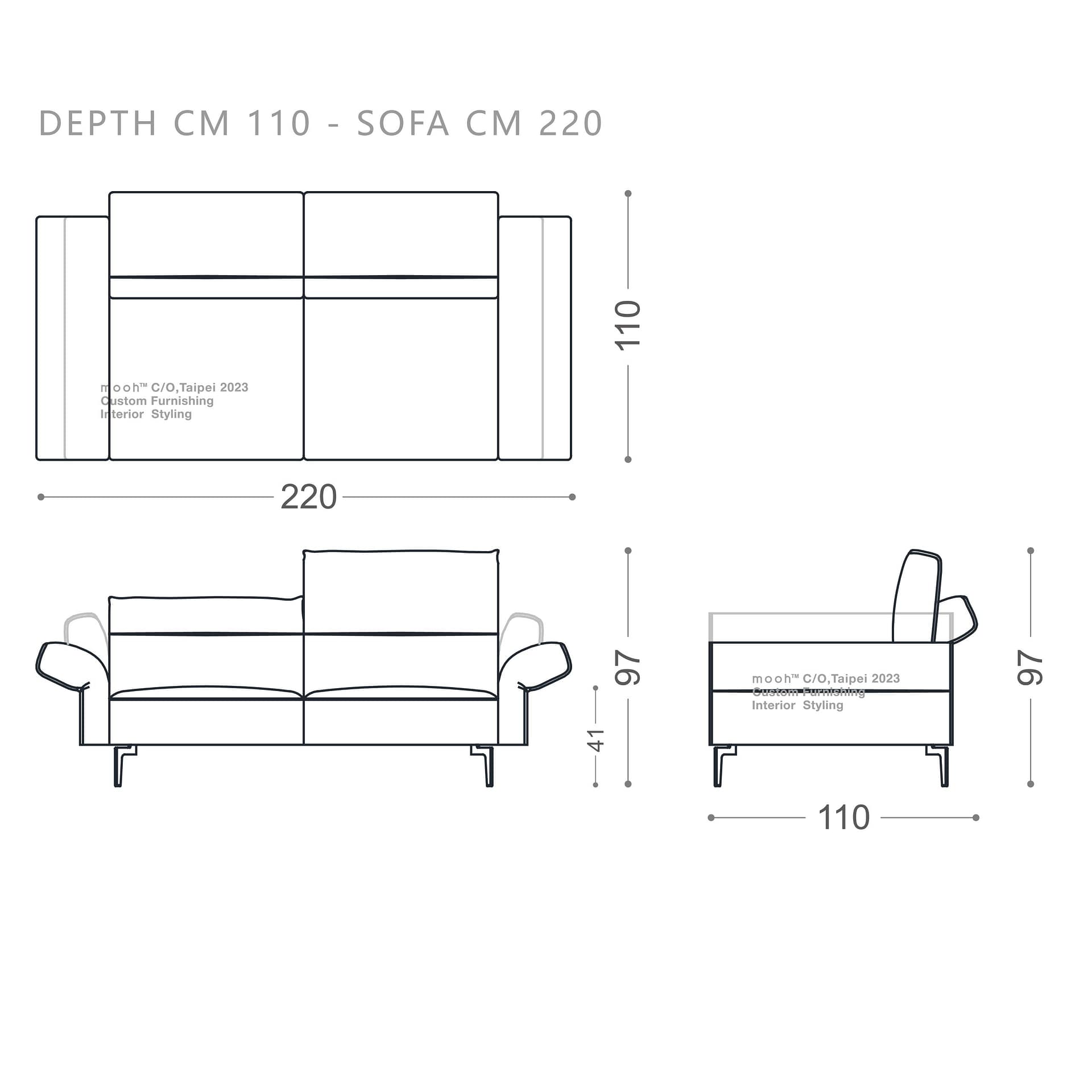 mooh Living 科爾｜三人沙發-詳細規格