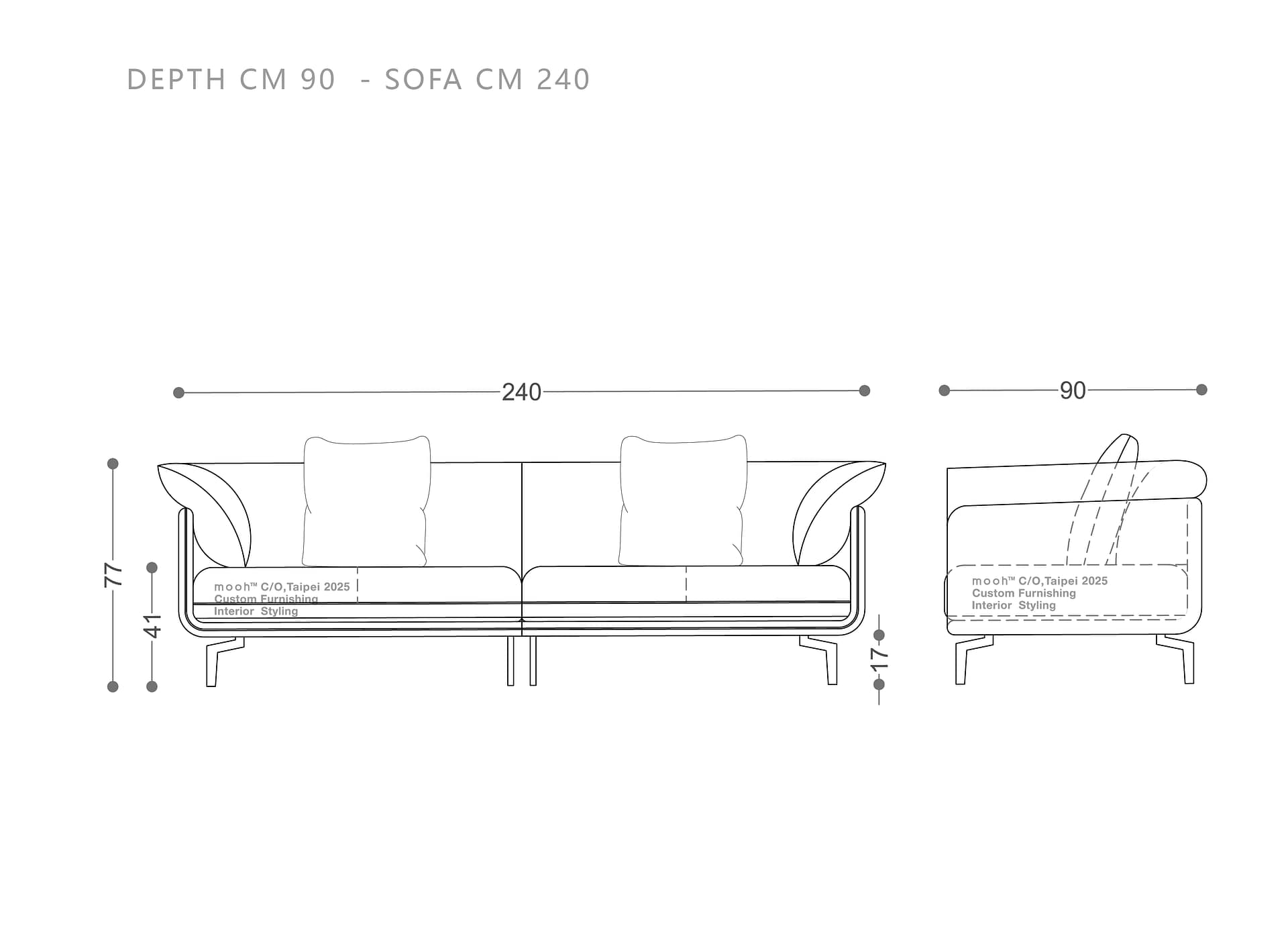 mooh Living 瑪丘｜三人沙發-詳細規格