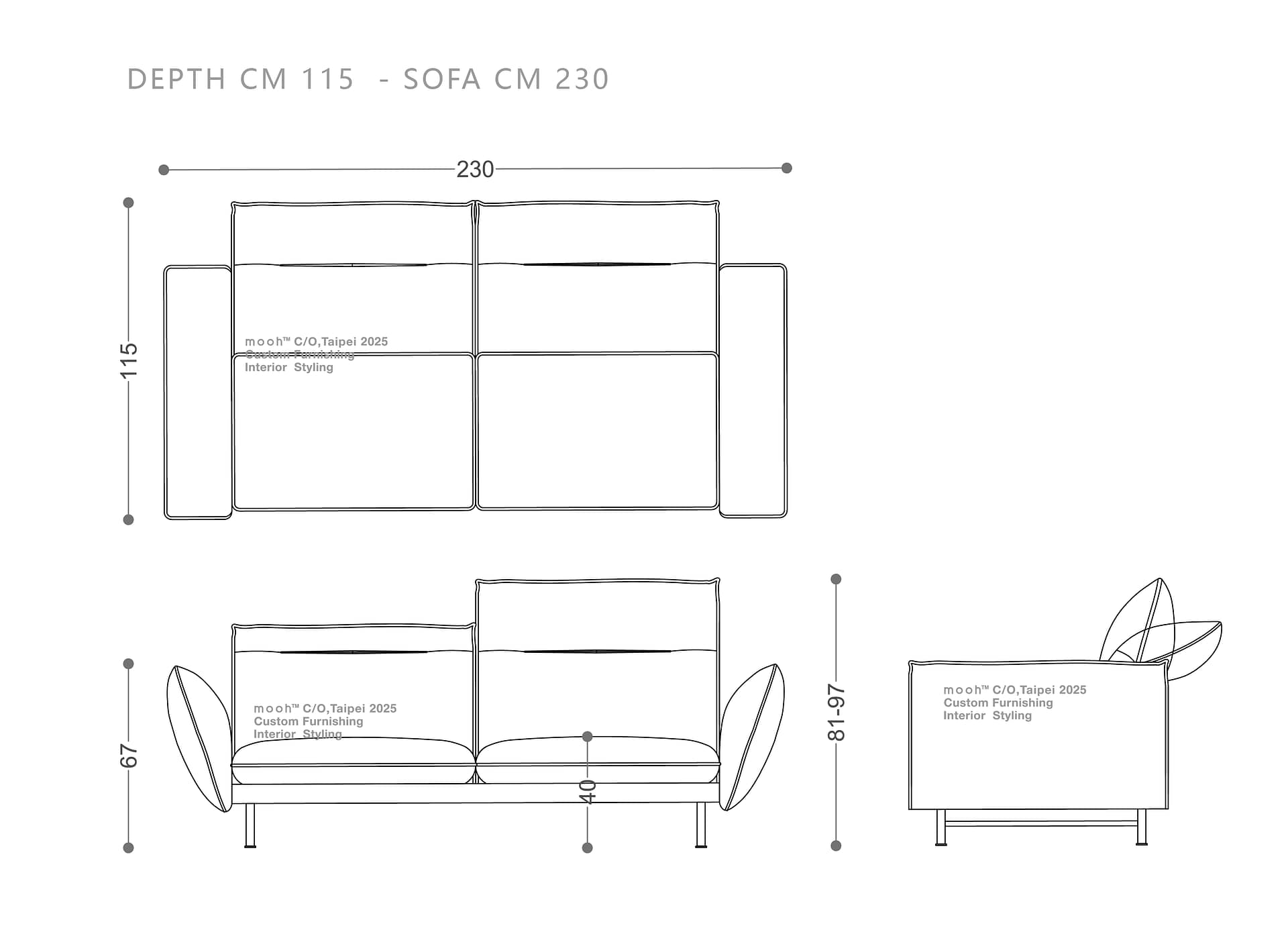 mooh Living 莫爾｜三人沙發-詳細規格