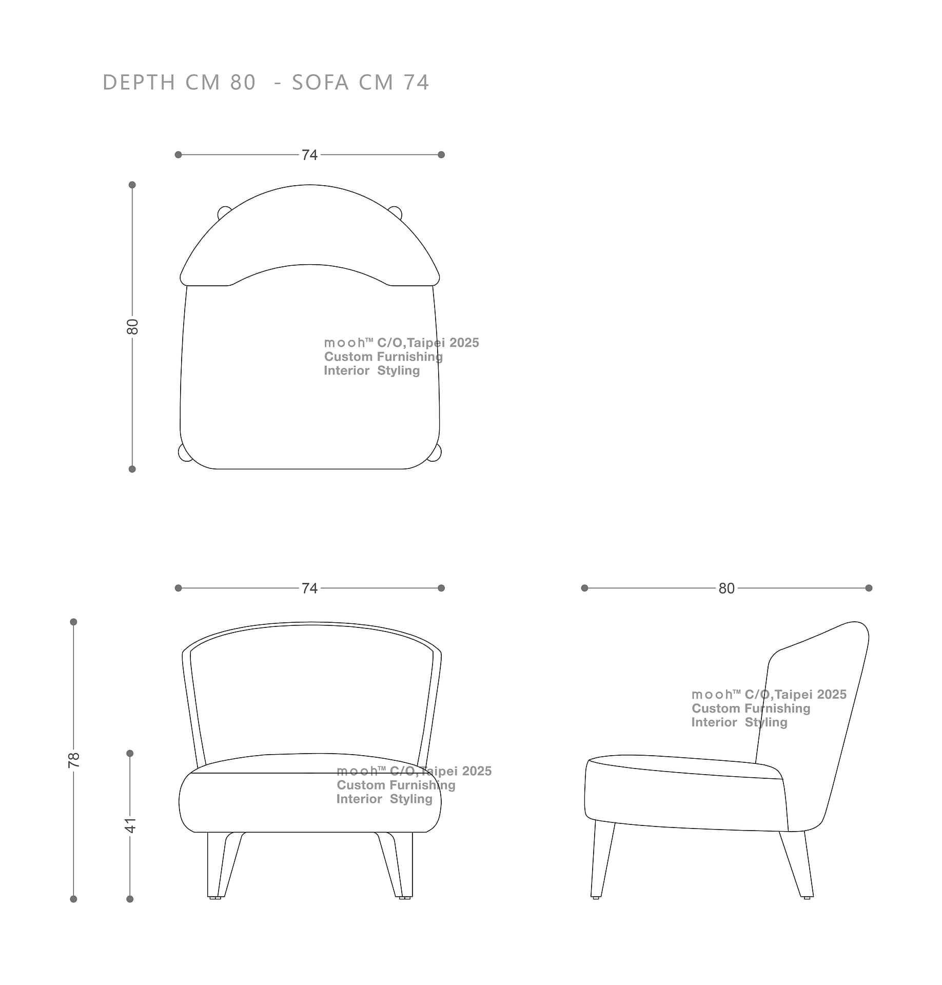 mooh Living 科龐｜單人沙發-詳細規格